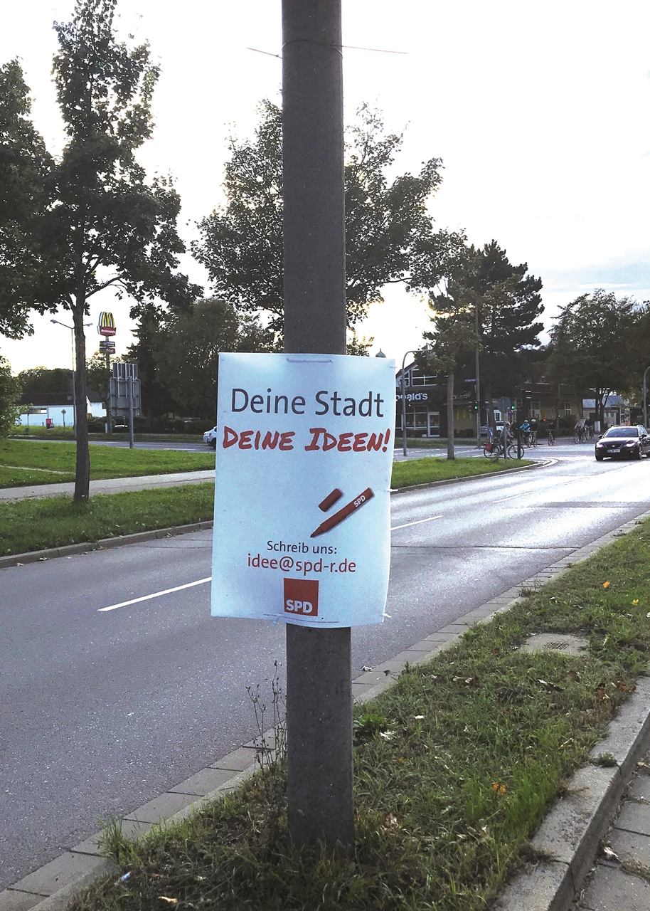 Betteln um Ideen: Die Ratlosigkeit der SPD jetzt als Plakat.