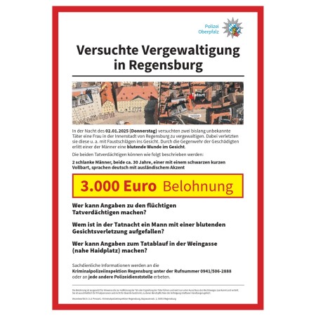 Aus bayerischen Polizeiberichten | Fahndung: Versuchte Vergewaltigung durch Nordafrikaner in Regensburg